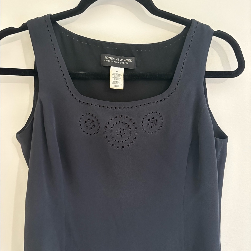 Jones New York black Blouse with Cut-Out Details